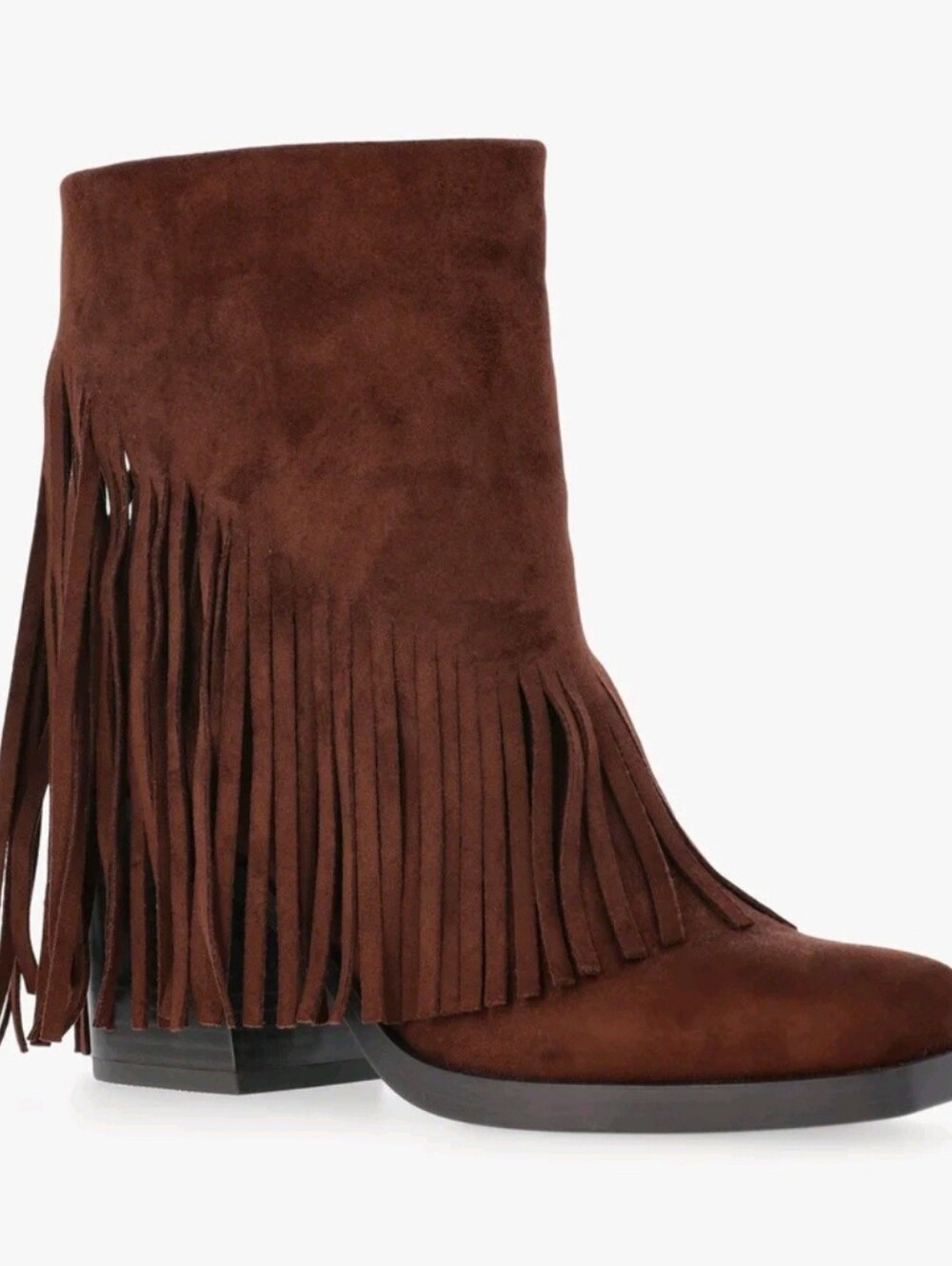 Faux suede fringe boots